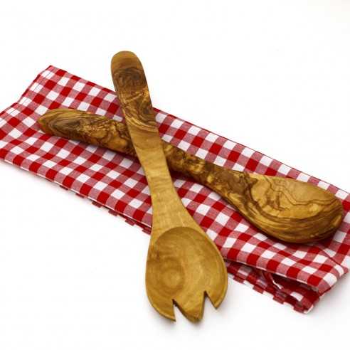 Couverts à salade en bois d'olivier 25cm  - 1