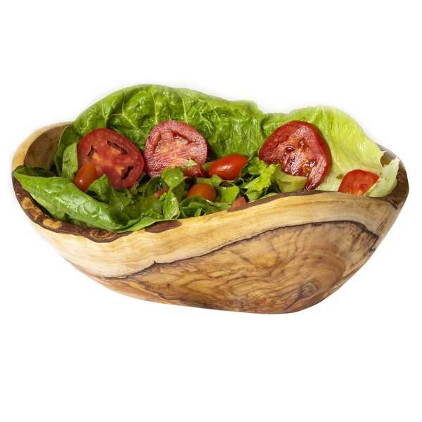 Olive Wood Oval Rustic Bowl for Salad/Fruit 25-27cm  - 2