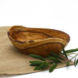 Olive Wood Oval Rustic Bowl for Salad/Fruit 25-27cm  - 1