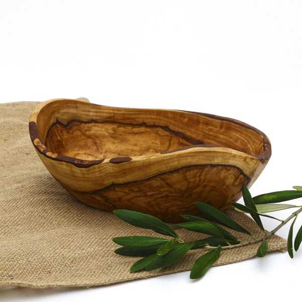 Olive Wood Oval Rustic Bowl for Salad/Fruit 25-27cm  - 1