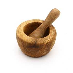 Olive Wood Mortar and Pestle 8cm  - 1