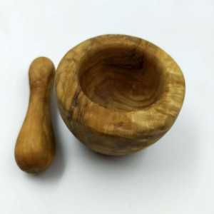 Olive Wood Mortar and Pestle 8cm  - 1 2