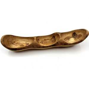 Triple Section Olive Wood Serving Dish  - 1