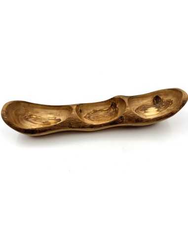 Triple Section Olive Wood Serving Dish  - 1