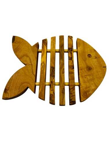 Dessous de plat poisson en bois d'olivier  - 1