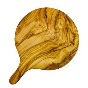 Olive wood round pizza board with handle  - 1