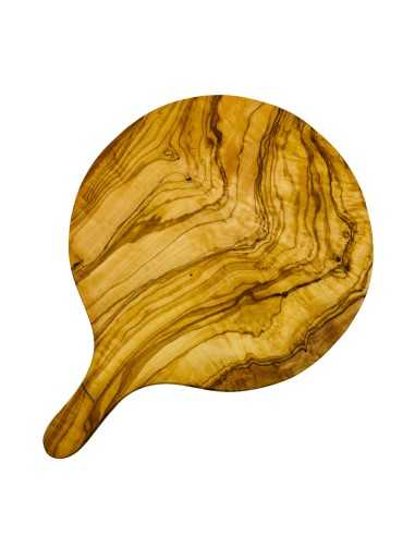 Olive wood round pizza board with handle  - 1