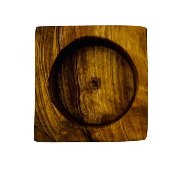Bougeoir en bois d’olivier  - 1