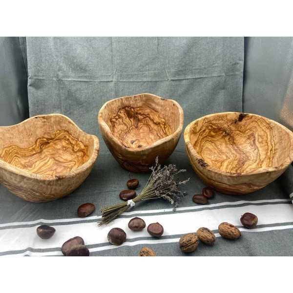 Round Olive Wood Salad Bowl  - 4