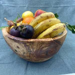 Round Rustic Olive Wood Salad Bowl  - 1