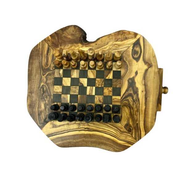 Jeu d'échecs rustique en bois d'olivier petit modèle  - 5