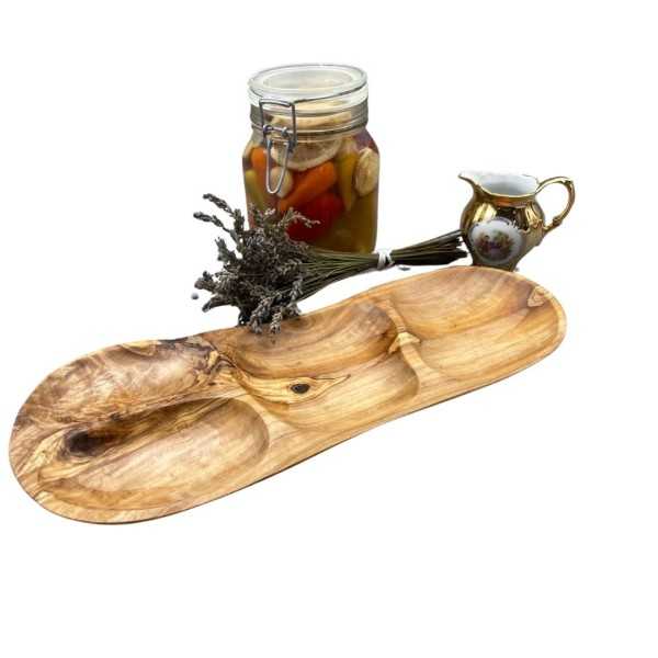 Olive wood compartmentalized appetizer platter  - 3