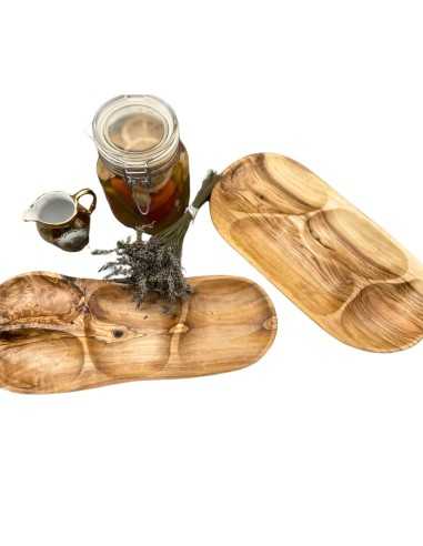 Olive wood compartmentalized appetizer platter  - 1