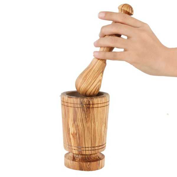 Handcrafted Olive Wood Mortar with Pestle