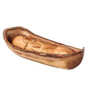 Rustic Olive Wood Bread Receptacle  - 1 2