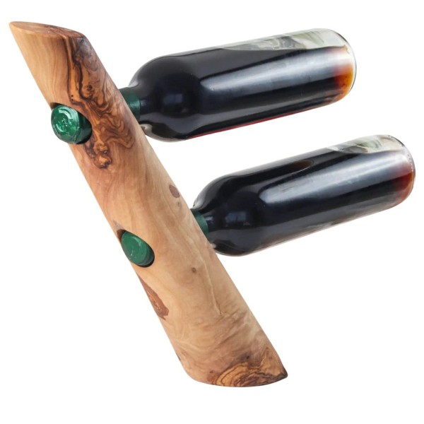 Olive Wood 2-Bottle Holder