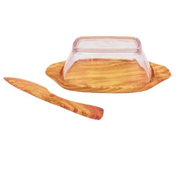 Olive Wood Butter Dish with Lid