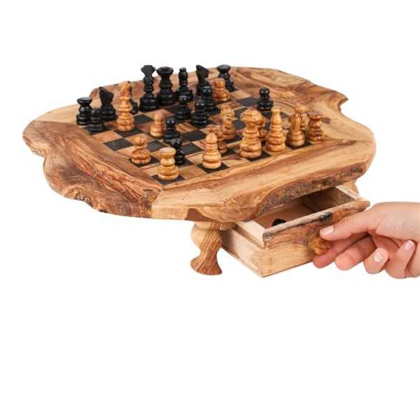 Échiquier en bois d'olivier avec...